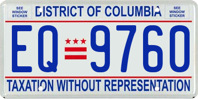 DC license plate EQ9760
