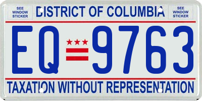 DC license plate EQ9763
