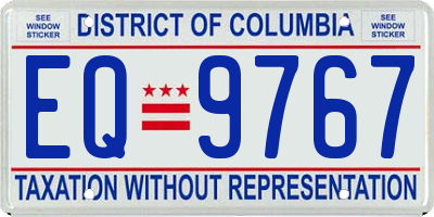 DC license plate EQ9767