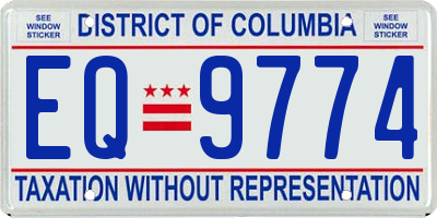 DC license plate EQ9774