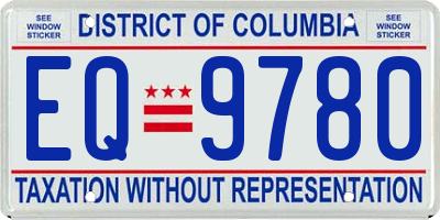 DC license plate EQ9780