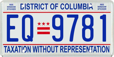DC license plate EQ9781