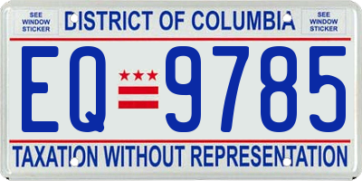 DC license plate EQ9785