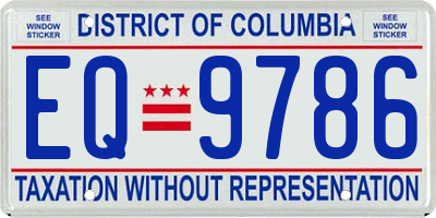 DC license plate EQ9786