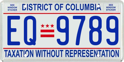 DC license plate EQ9789