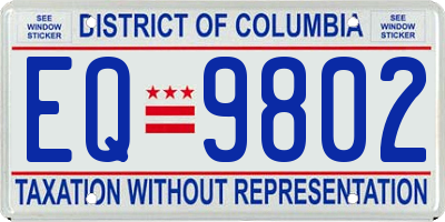 DC license plate EQ9802