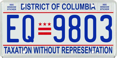 DC license plate EQ9803