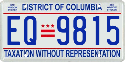 DC license plate EQ9815