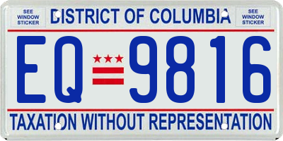 DC license plate EQ9816