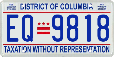 DC license plate EQ9818