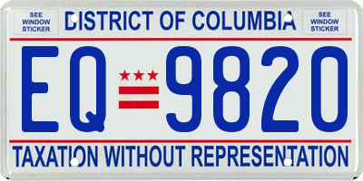 DC license plate EQ9820