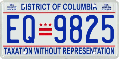 DC license plate EQ9825