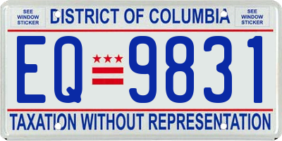 DC license plate EQ9831