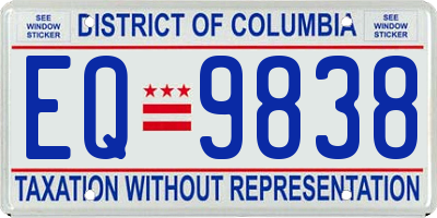 DC license plate EQ9838