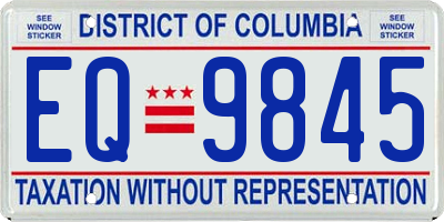 DC license plate EQ9845