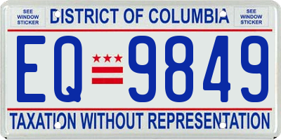 DC license plate EQ9849