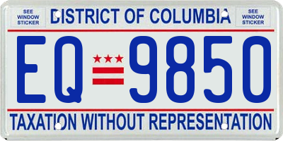 DC license plate EQ9850