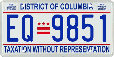 DC license plate EQ9851