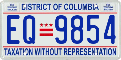 DC license plate EQ9854