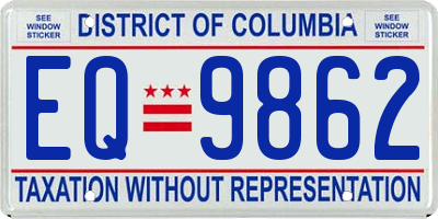 DC license plate EQ9862