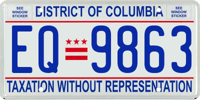 DC license plate EQ9863