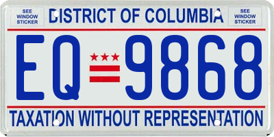 DC license plate EQ9868