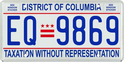 DC license plate EQ9869