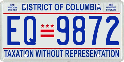 DC license plate EQ9872