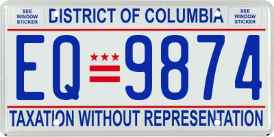 DC license plate EQ9874