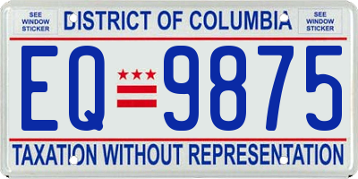 DC license plate EQ9875