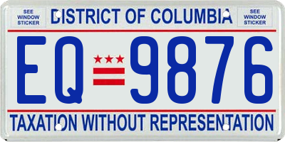 DC license plate EQ9876