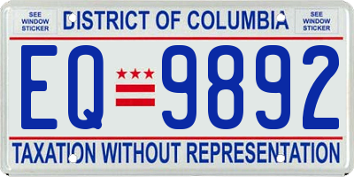 DC license plate EQ9892