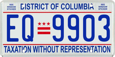 DC license plate EQ9903