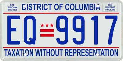 DC license plate EQ9917