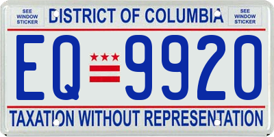 DC license plate EQ9920