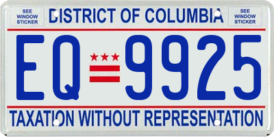 DC license plate EQ9925