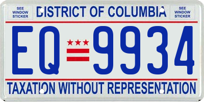 DC license plate EQ9934
