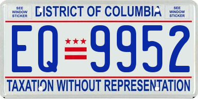 DC license plate EQ9952