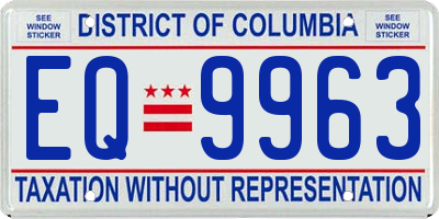 DC license plate EQ9963