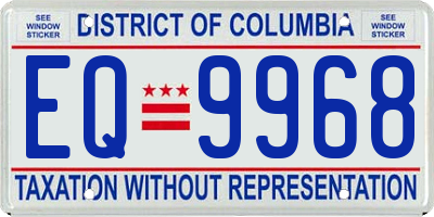 DC license plate EQ9968