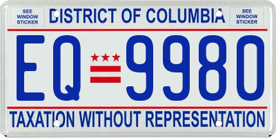 DC license plate EQ9980