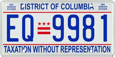 DC license plate EQ9981