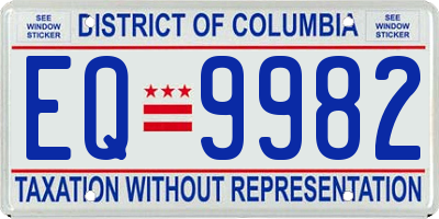 DC license plate EQ9982