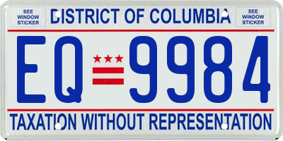 DC license plate EQ9984
