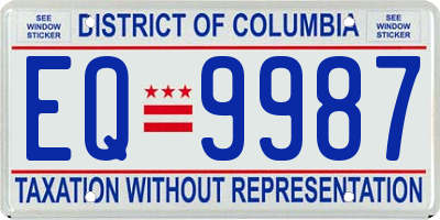 DC license plate EQ9987