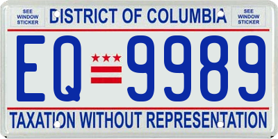 DC license plate EQ9989