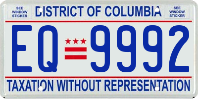 DC license plate EQ9992