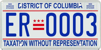 DC license plate ER0003