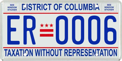 DC license plate ER0006