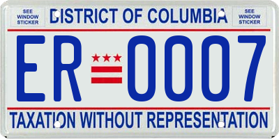 DC license plate ER0007
